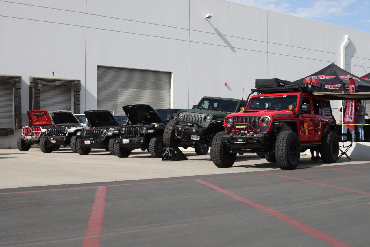 Line of Jeeps at outdoor car show