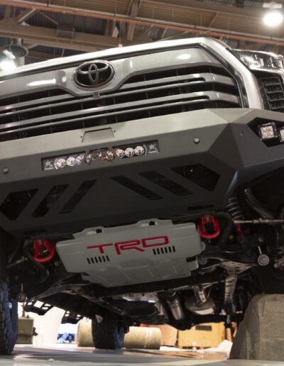 Lower view of Toyota Tundra aftermarket bumper at car show