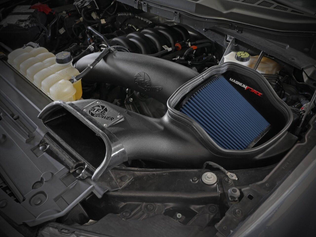aFe Magnum Force Cold Air Intake with aFe Pro 5R Filter installed on 2022 Ford F-150