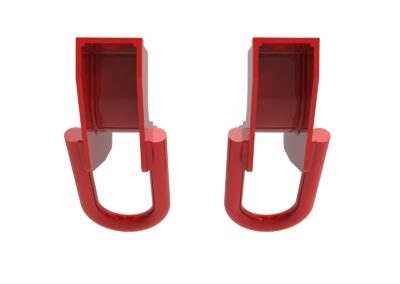 Back view AFE red tow hooks on white background