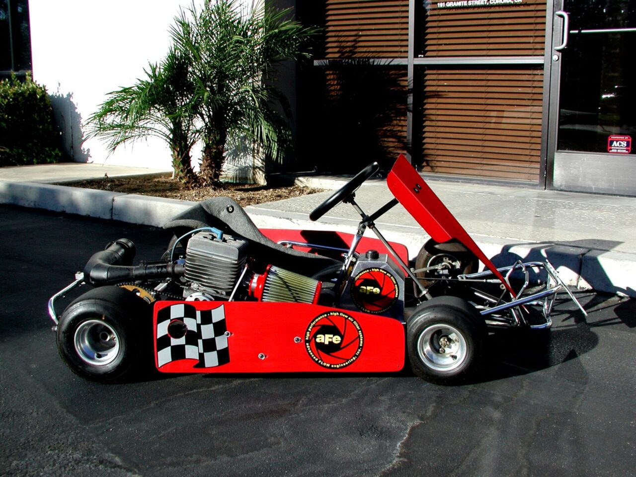 DIY racing go cart with custom aFe racing filter on it in Corona CA 