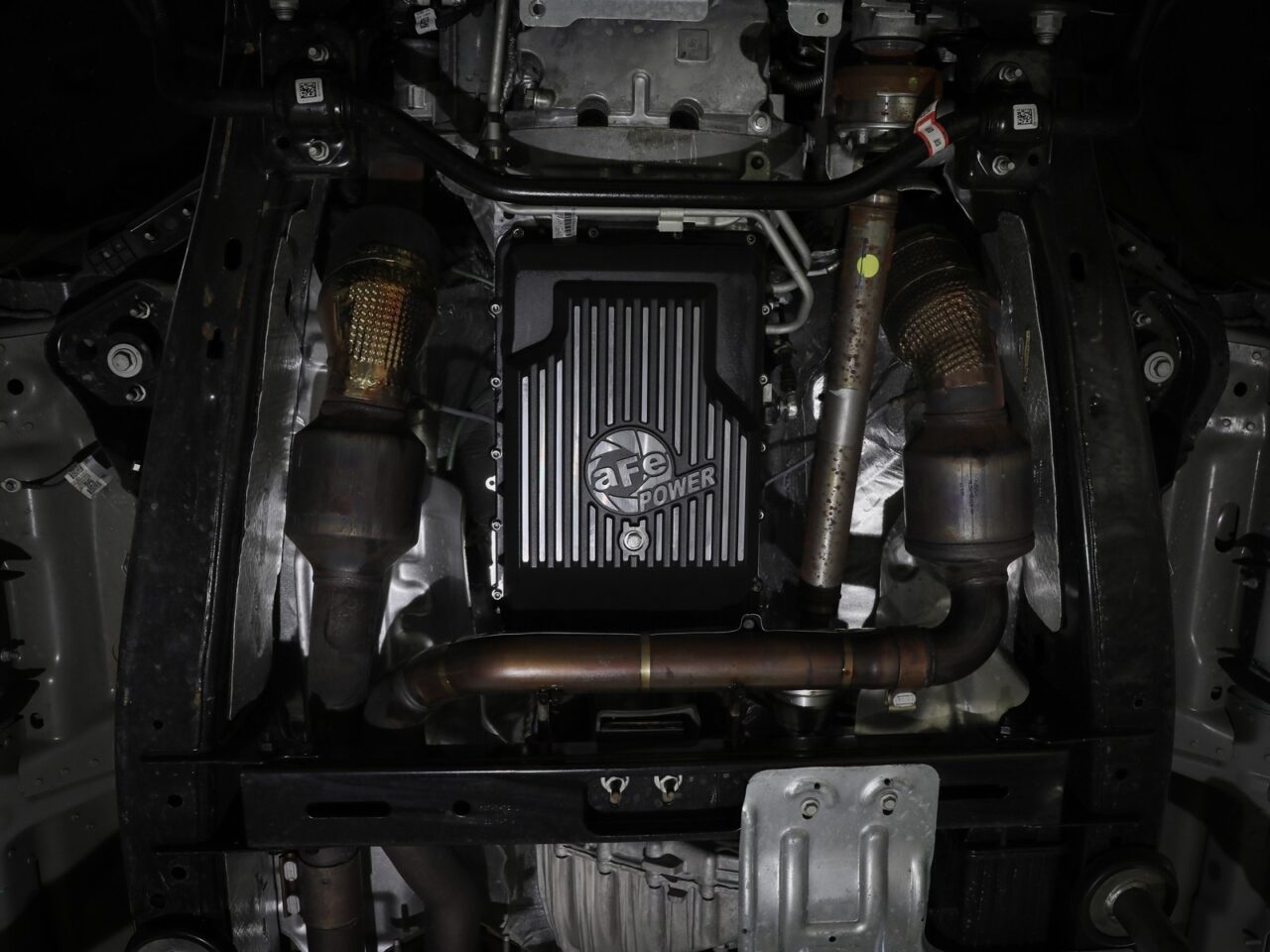Aftermarket fix transmission pan installed on Ford F-150 Ecoboost