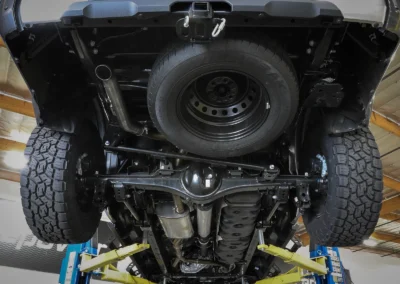 Under view of Full cat-back exhaust on 3rd Gen Tundra