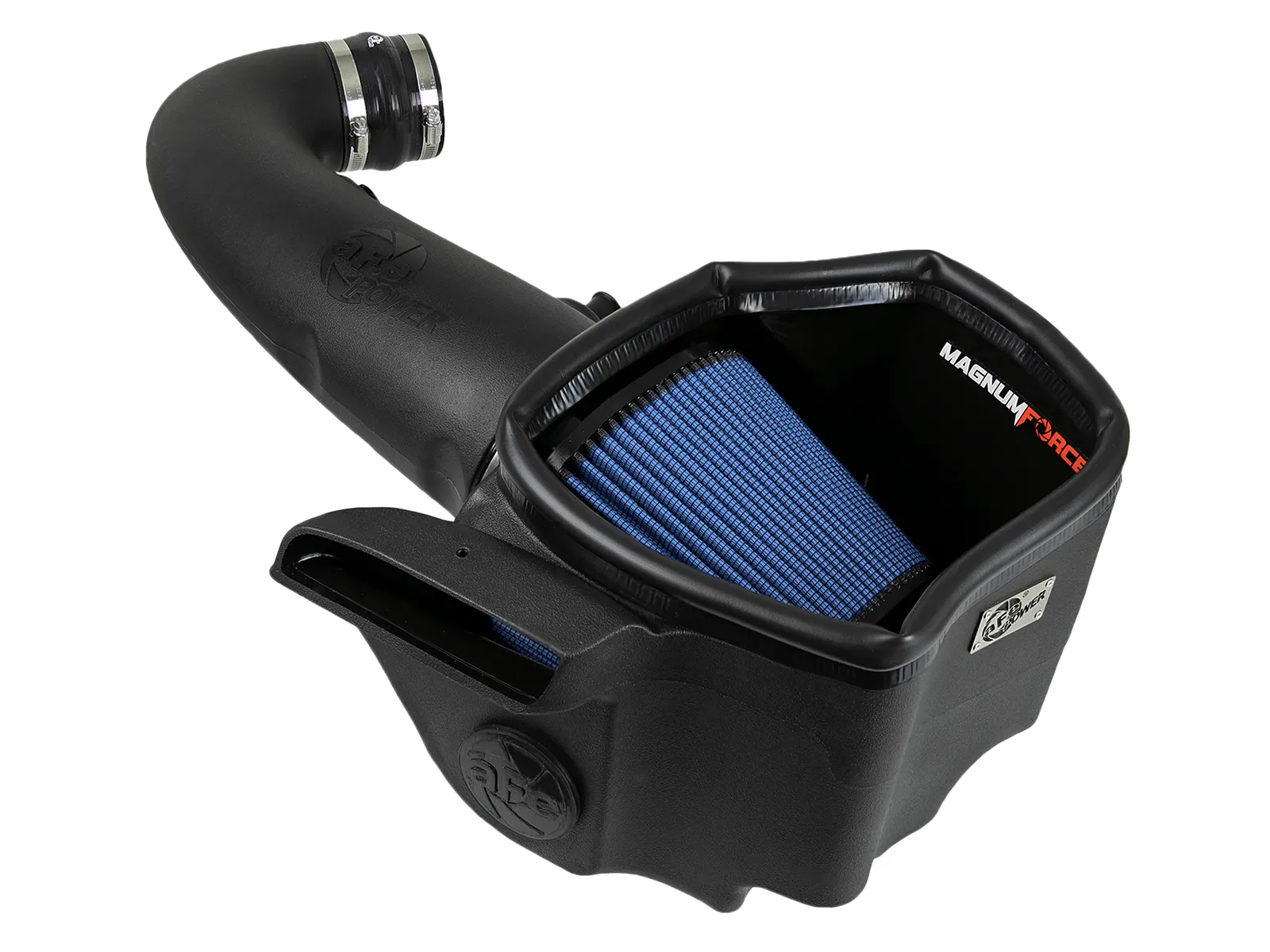 Open element aFe Magnum Force intake with big blue filter for Dodge Durango RT on white background