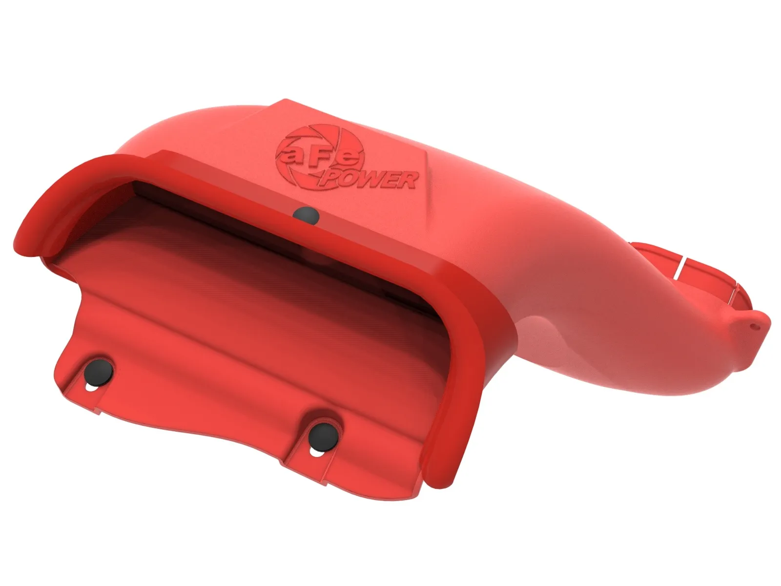 Red aFe Enlarged Air Scoop accessory for Gen 3 Raptor Cold Air Intake on White background