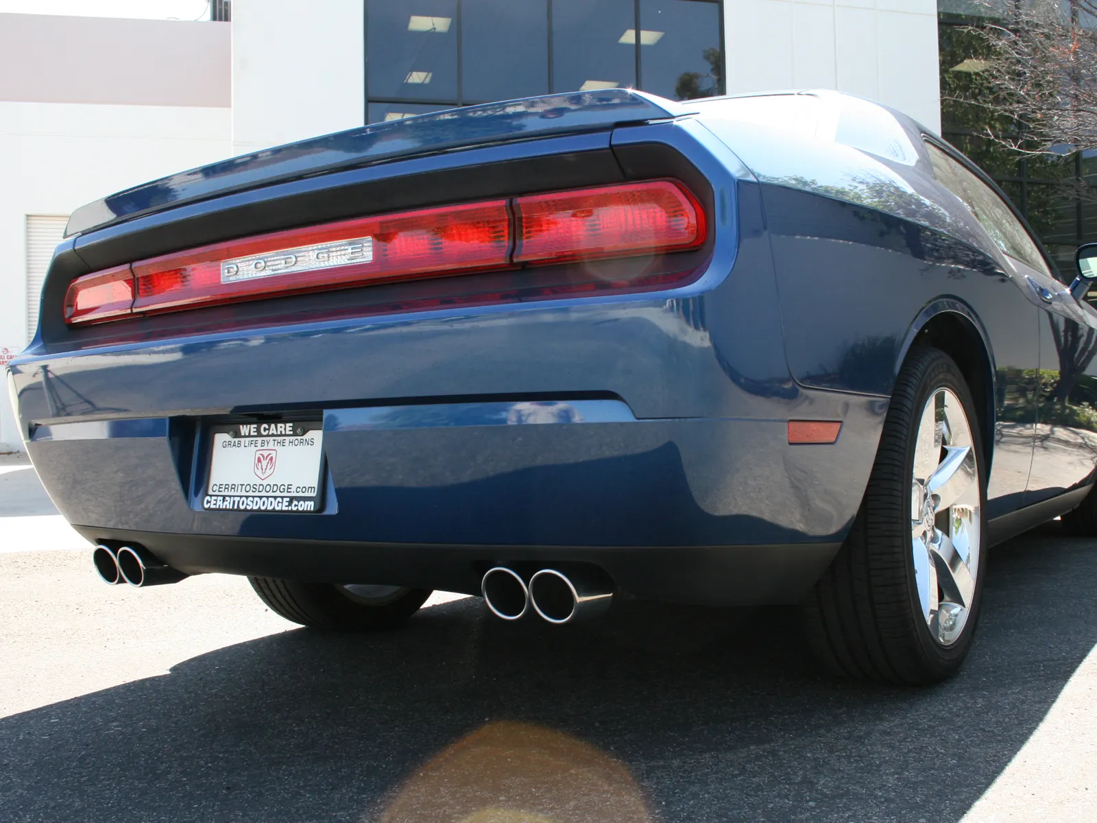 Rear of Dodge Challenger R/T with aFe POWER Cat-Back Exhaust