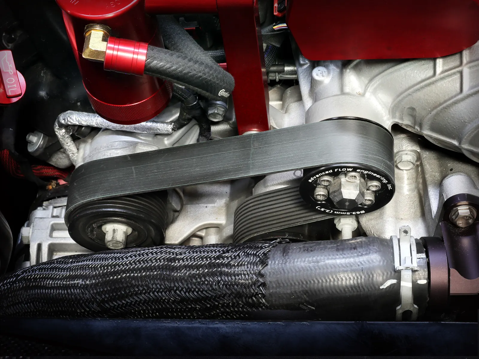 Dodge Hellcat Aftermarket aFe Supercharger Pulley Upgrade installed