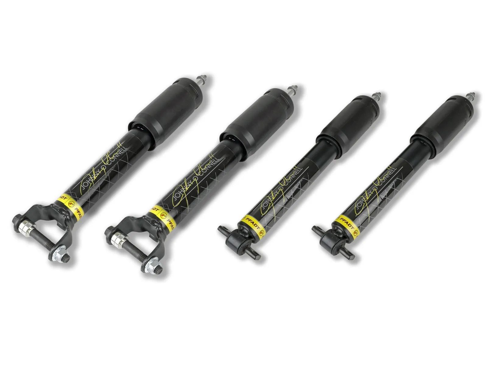 Black and Yellow OEM Replacement Johnny O'Connell Signature Series Shock Set for Corvette C7 and Corvette C7 Z06 on white background