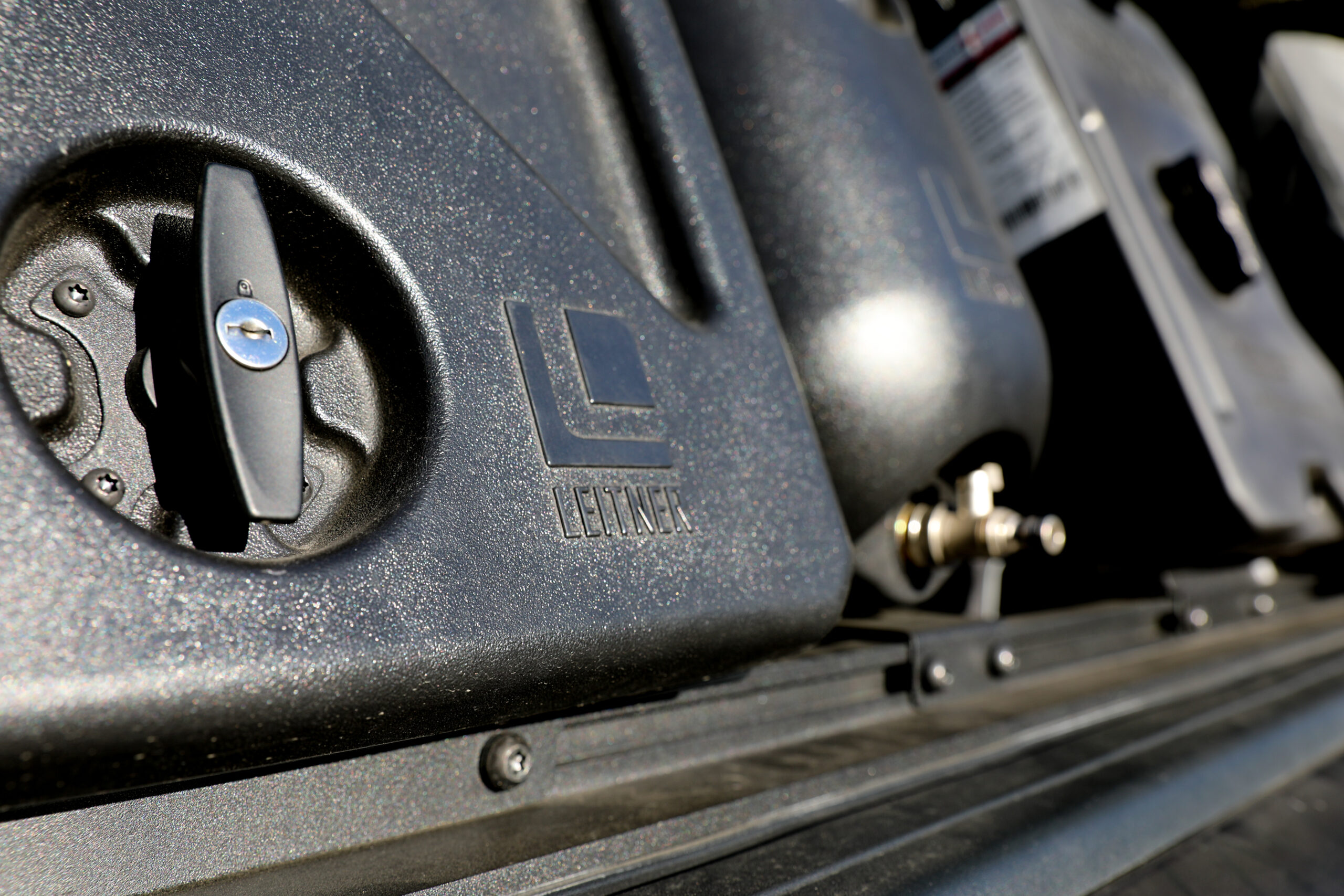 Close up on Leitner Design gear pod on bed of truck