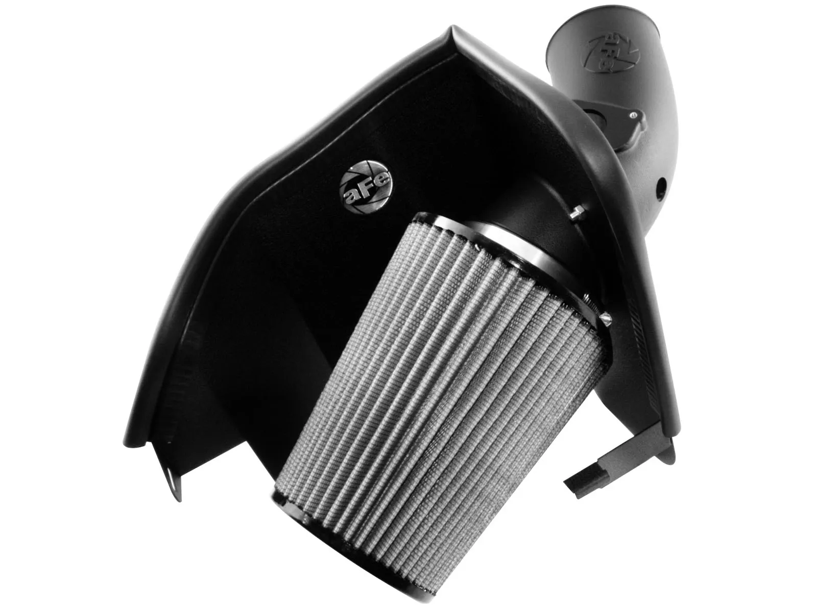 aFe Magnum Force Stage 2 Air intake with grey dry air filter for 6.0 Powerstroke on white background