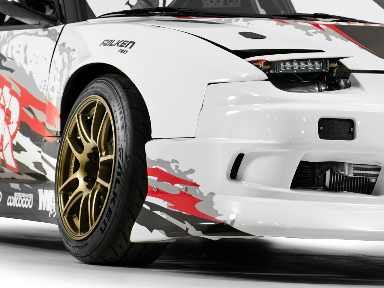 Gold Konig Wheels and Falken Tires on Nissan S13 Drift Car