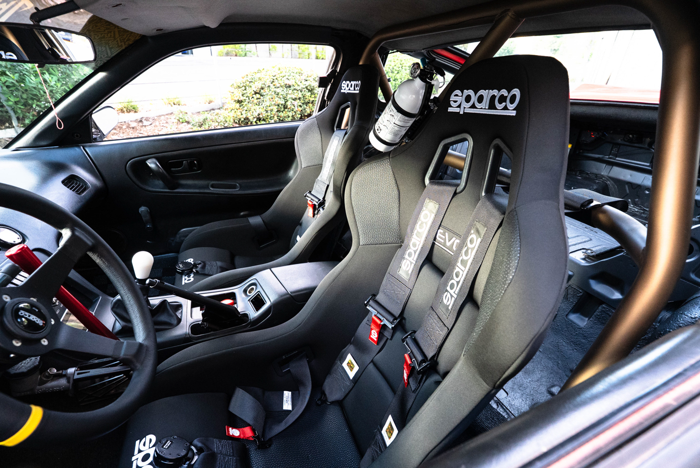 Nissan S13 240sx Drift Car Interior with Sparco Seats and Sparco Steering Wheels