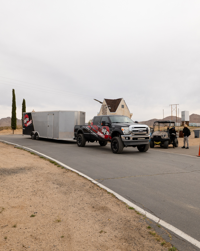 aFe Ford Super Duty towing car trailer