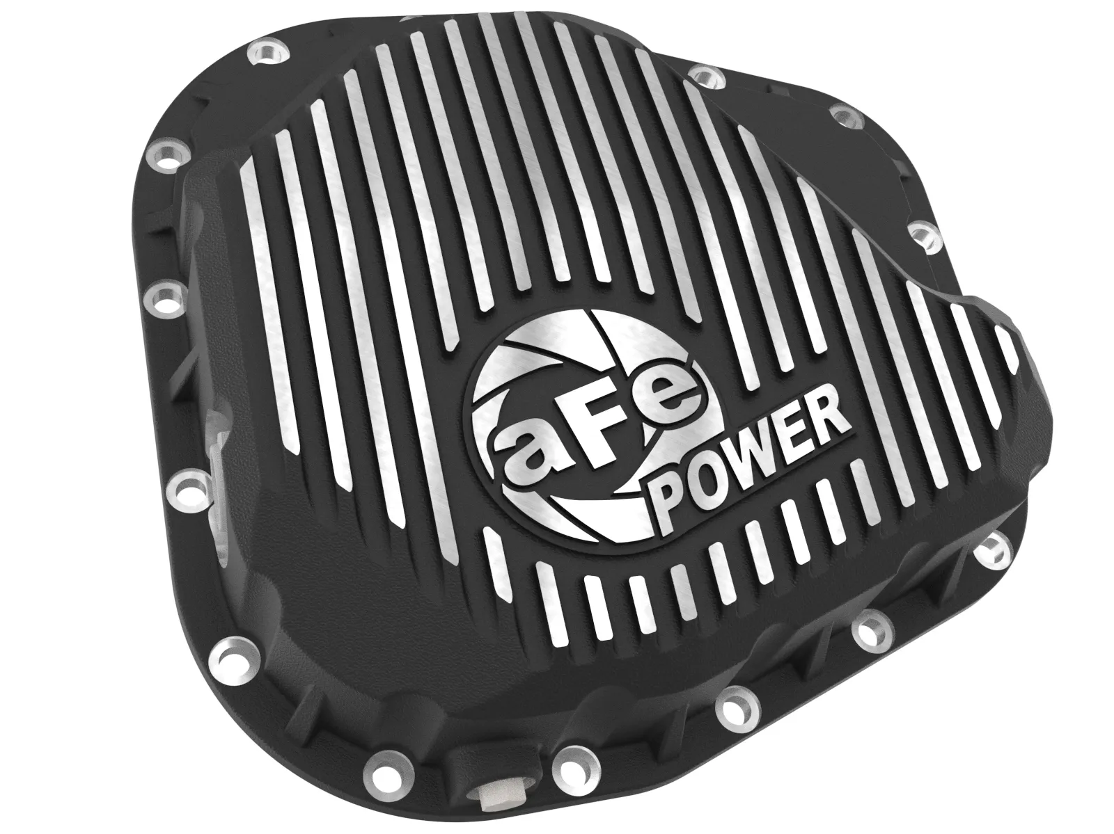 46-71490b_2-diff-cover-rear-ford-diesel aFe POWER Pro Series Rear Differential Cover Black w/ Machined Fins for Ford F-250/350 23-26 V8 (Sterling 11.6)